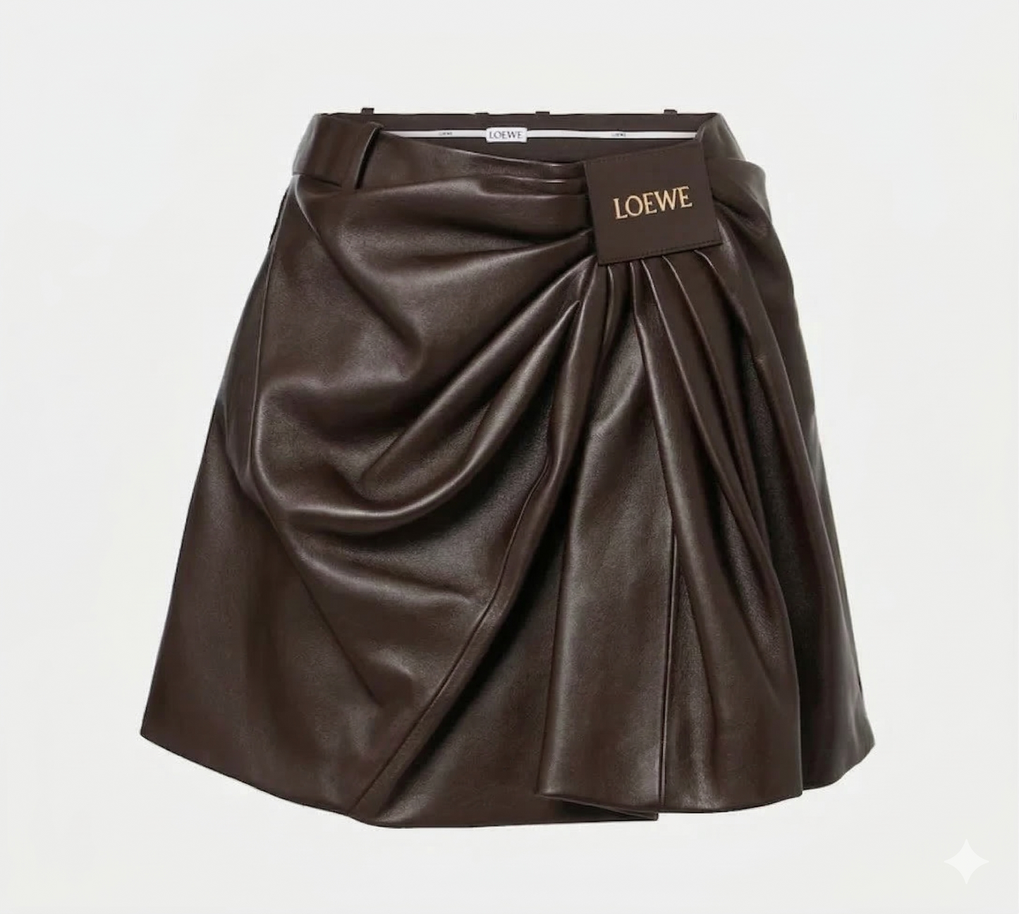 Draped Leather Miniskirt