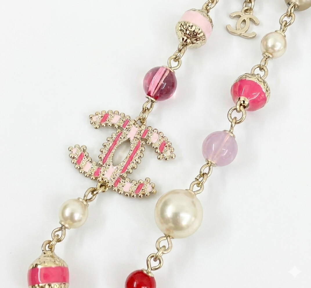 Chanel Pearl and Glass Bead CC Long Necklace