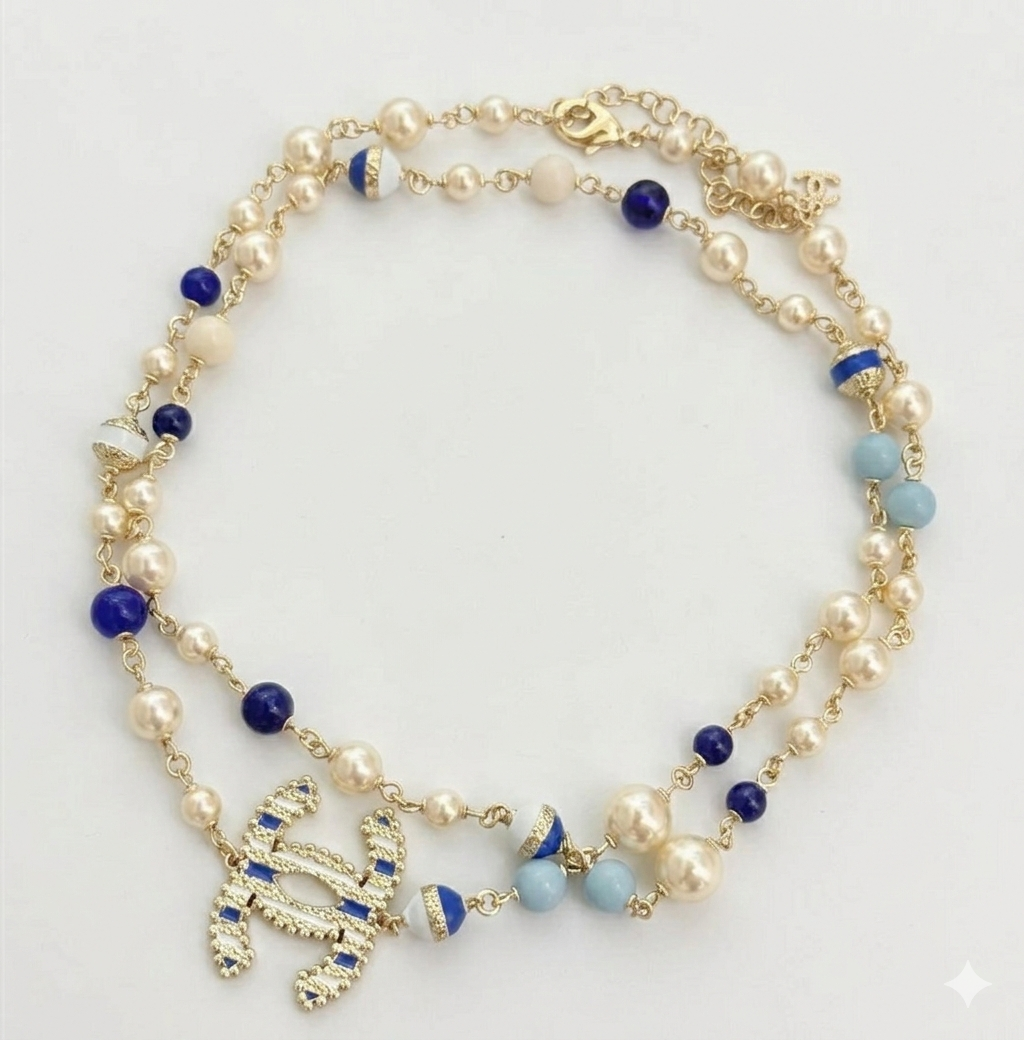 Chanel Pearl and Glass Bead CC Long Necklace