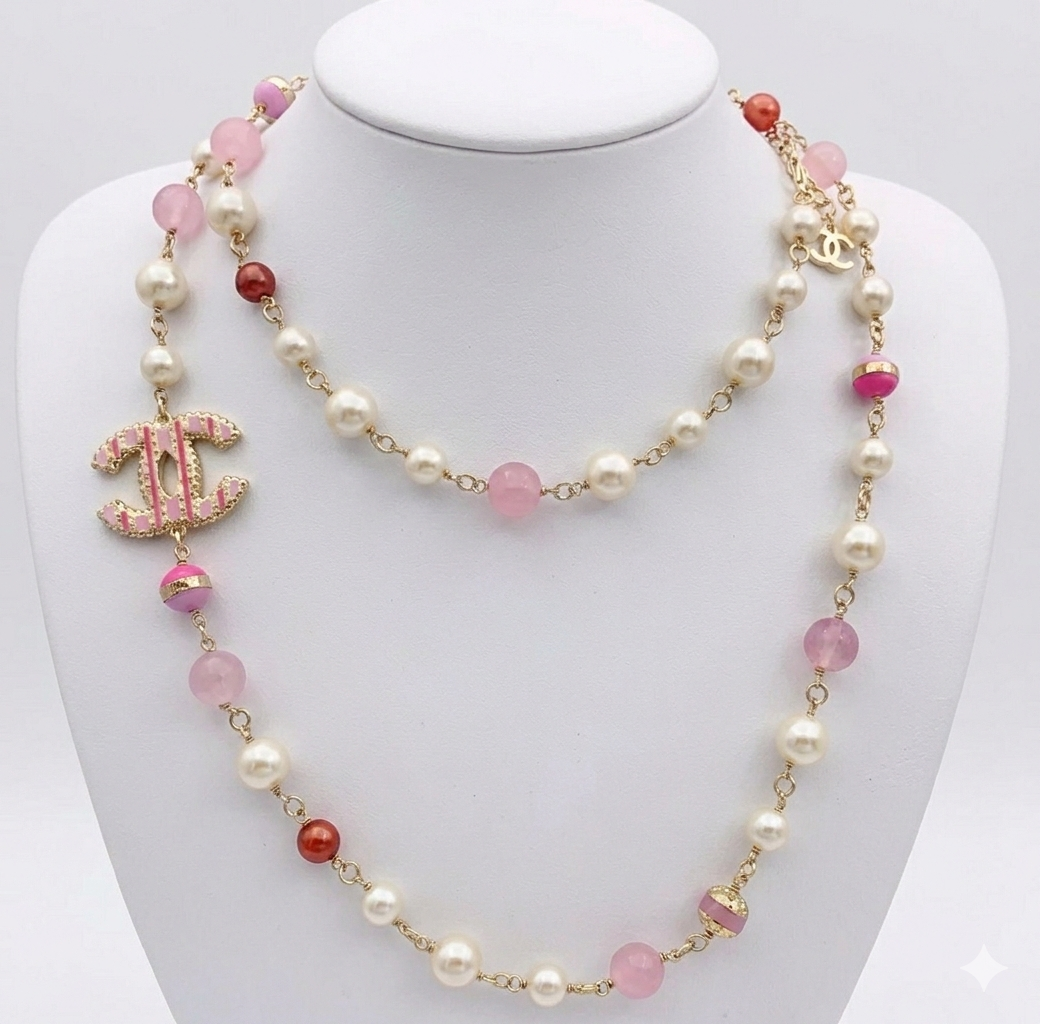 Chanel Pearl and Glass Bead CC Long Necklace