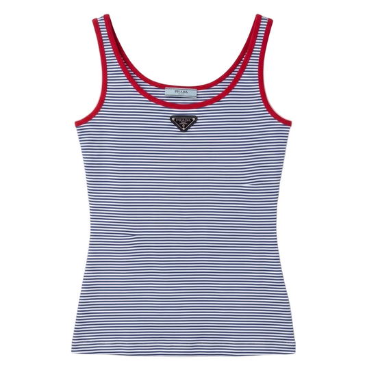 Prada Striped Cotton Jersey Tank Top