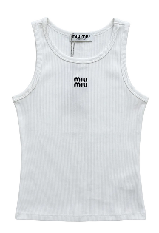 Miu Miu logo-embroidered ribbed tank top