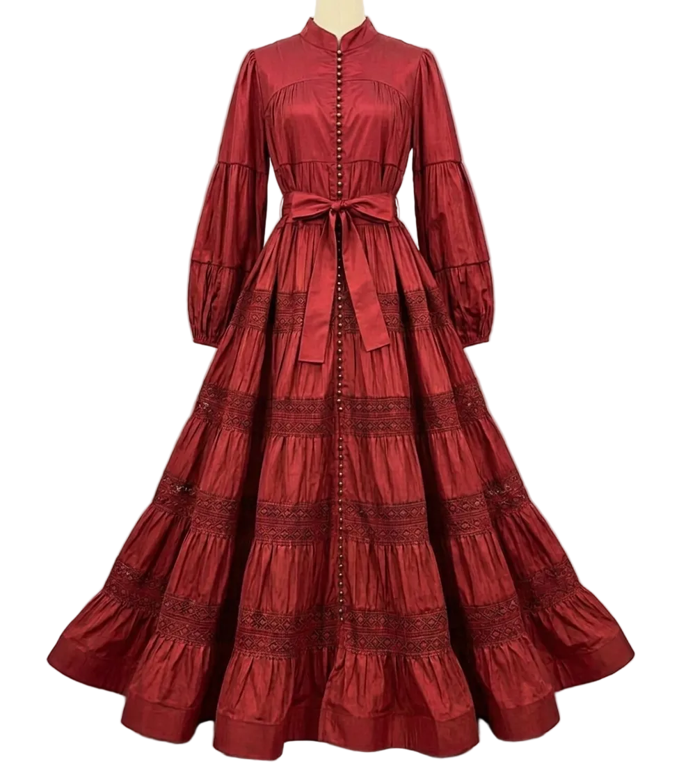 Women's vintage-style tiered maxi dresses