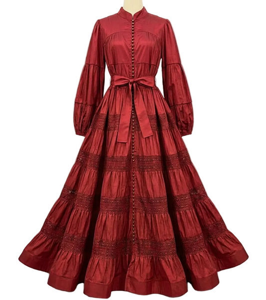 Women's vintage-style tiered maxi dresses