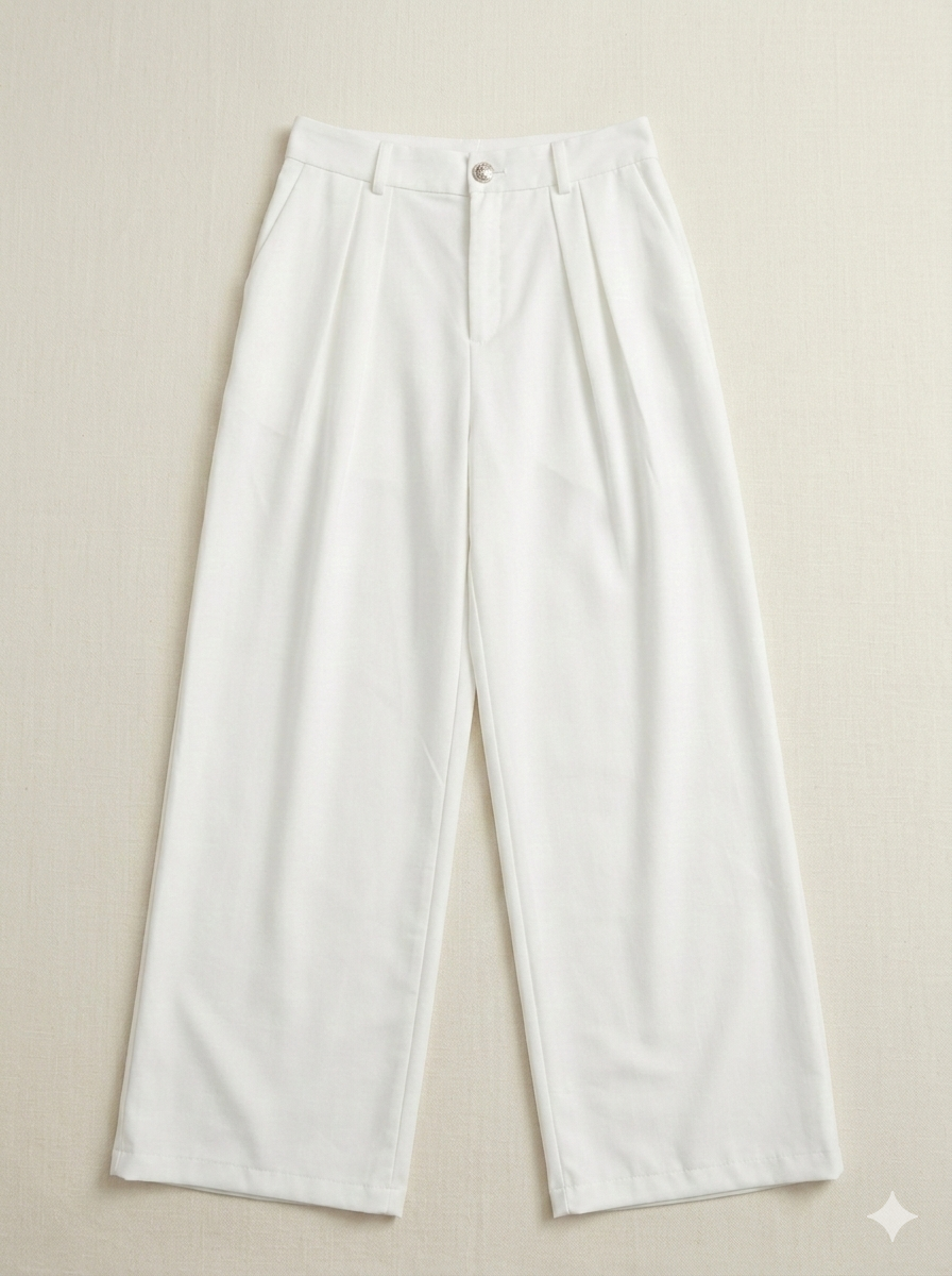 Chanel Ivory Linen Wide Legged Pants