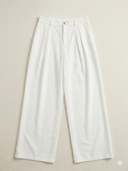 Chanel Ivory Linen Wide Legged Pants