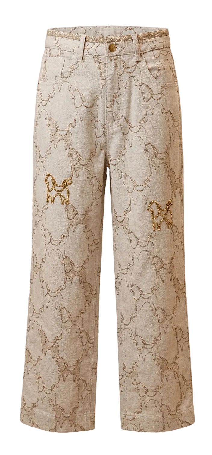 Hermés Horse Embroidery Jeans