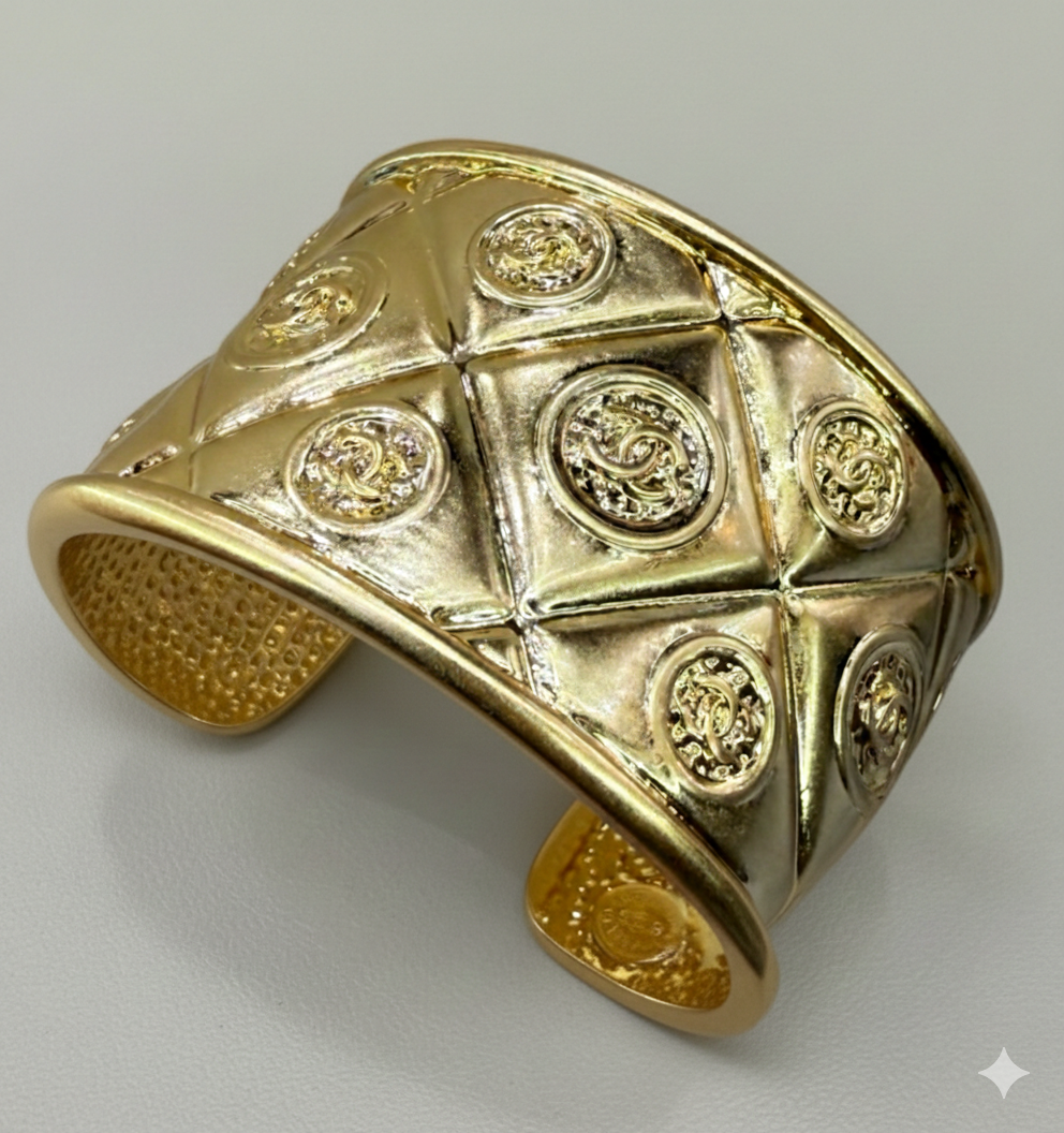 Chanel  vintage quilted cuff bracelets
