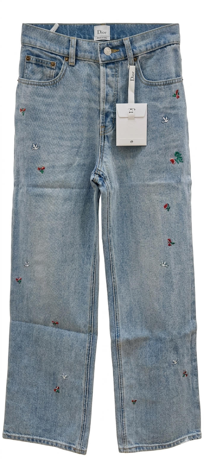 Dior Dioramour Flared Embroidered Jeans