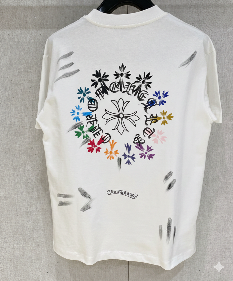Chrome Hearts Multi Color Cross T-shirt.