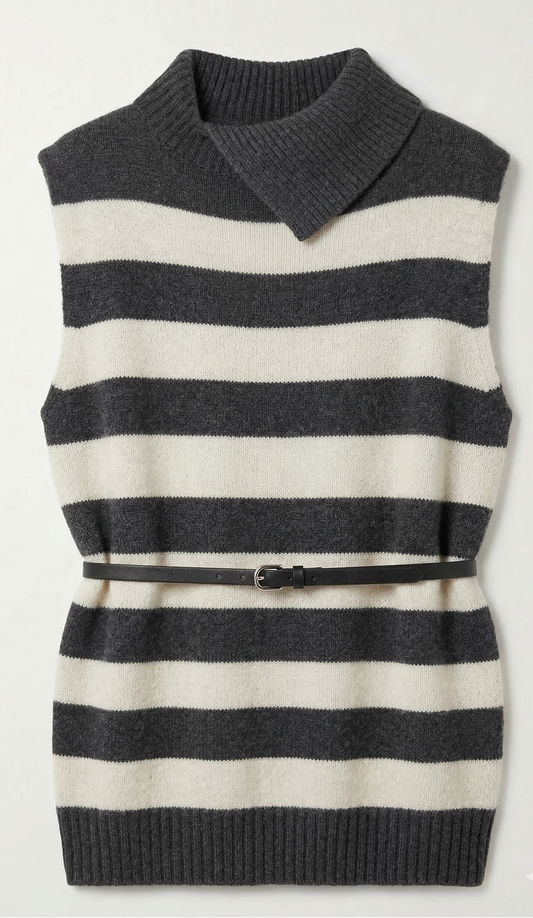 Sleeveless belted cardigan