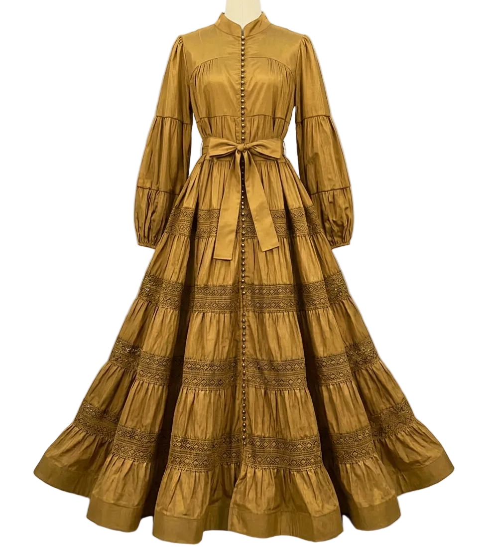 Women's vintage-style tiered maxi dresses