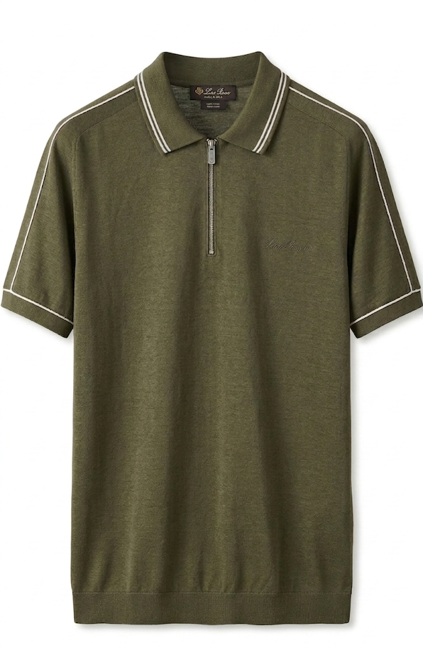 Loro Piana knit zip-up polo shirt