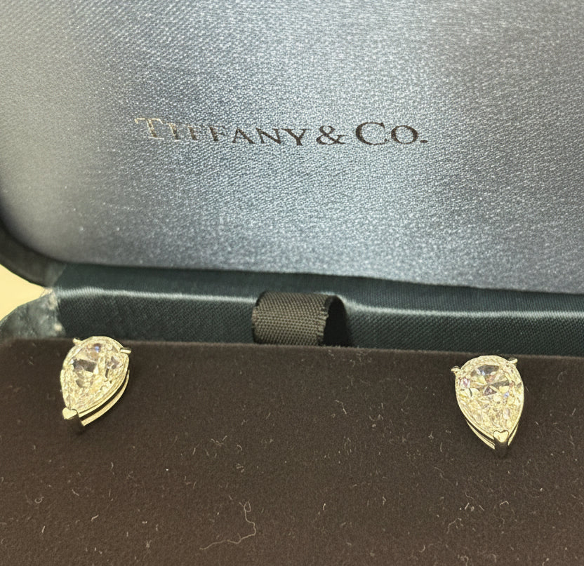 Tiffany & Co. pear-shaped diamond stud earrings