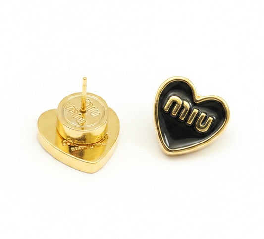 Miu Miu Enameled Metal Heart Stud Earrings