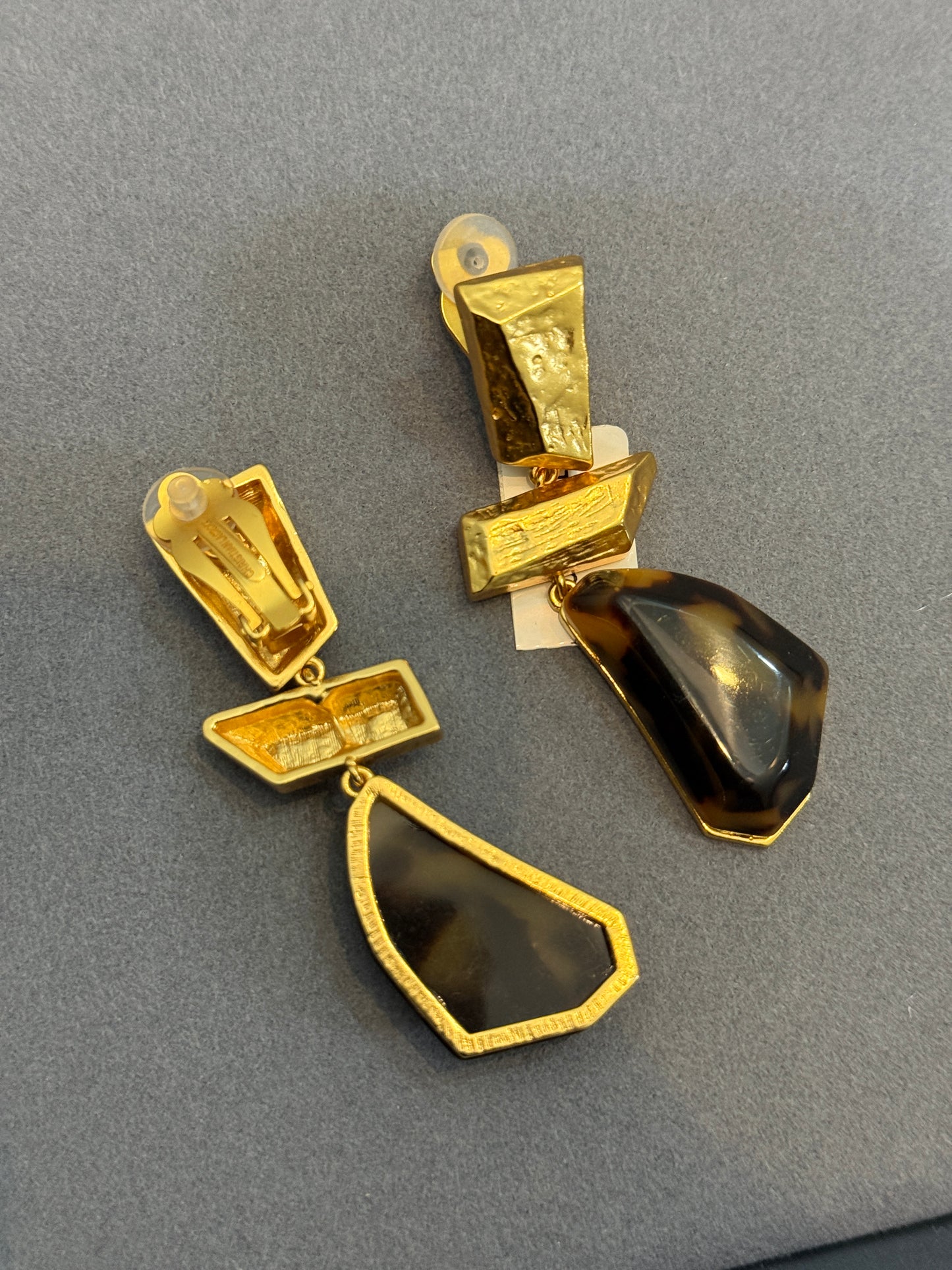 French-style geometric drop earrings