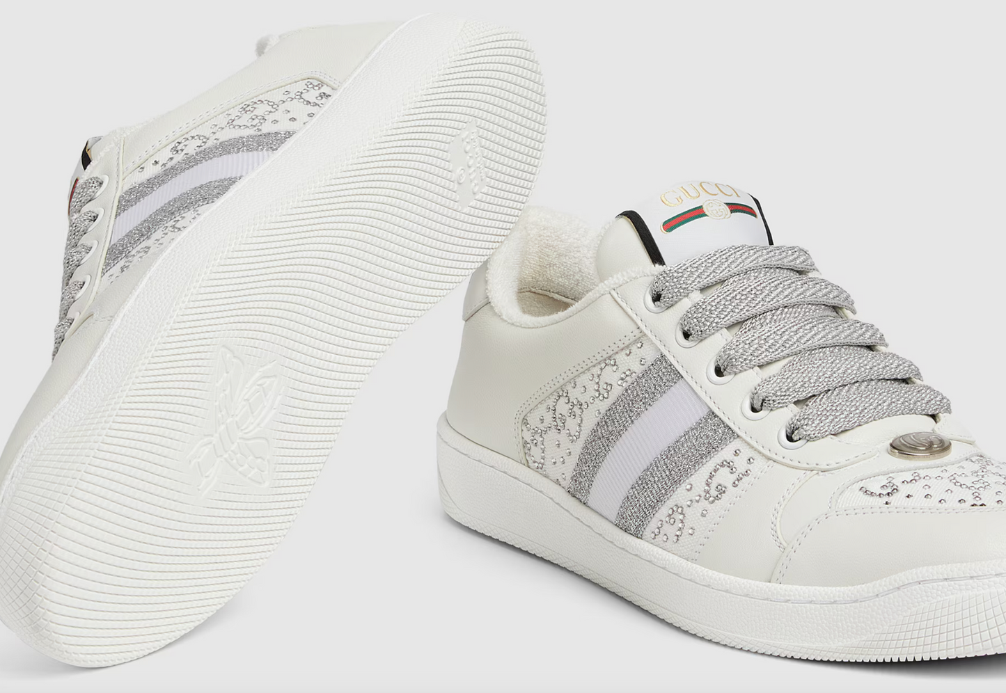 Gucci Ace Low Top Sneaker with Bee Logo and Gucci Stripe