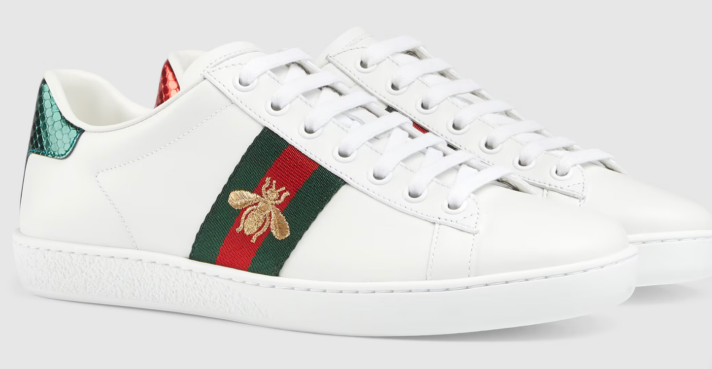 Gucci Ace Low Top Sneaker with Bee Logo and Gucci Stripe