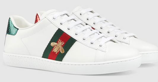 Gucci Ace Low Top Sneaker with Bee Logo and Gucci Stripe