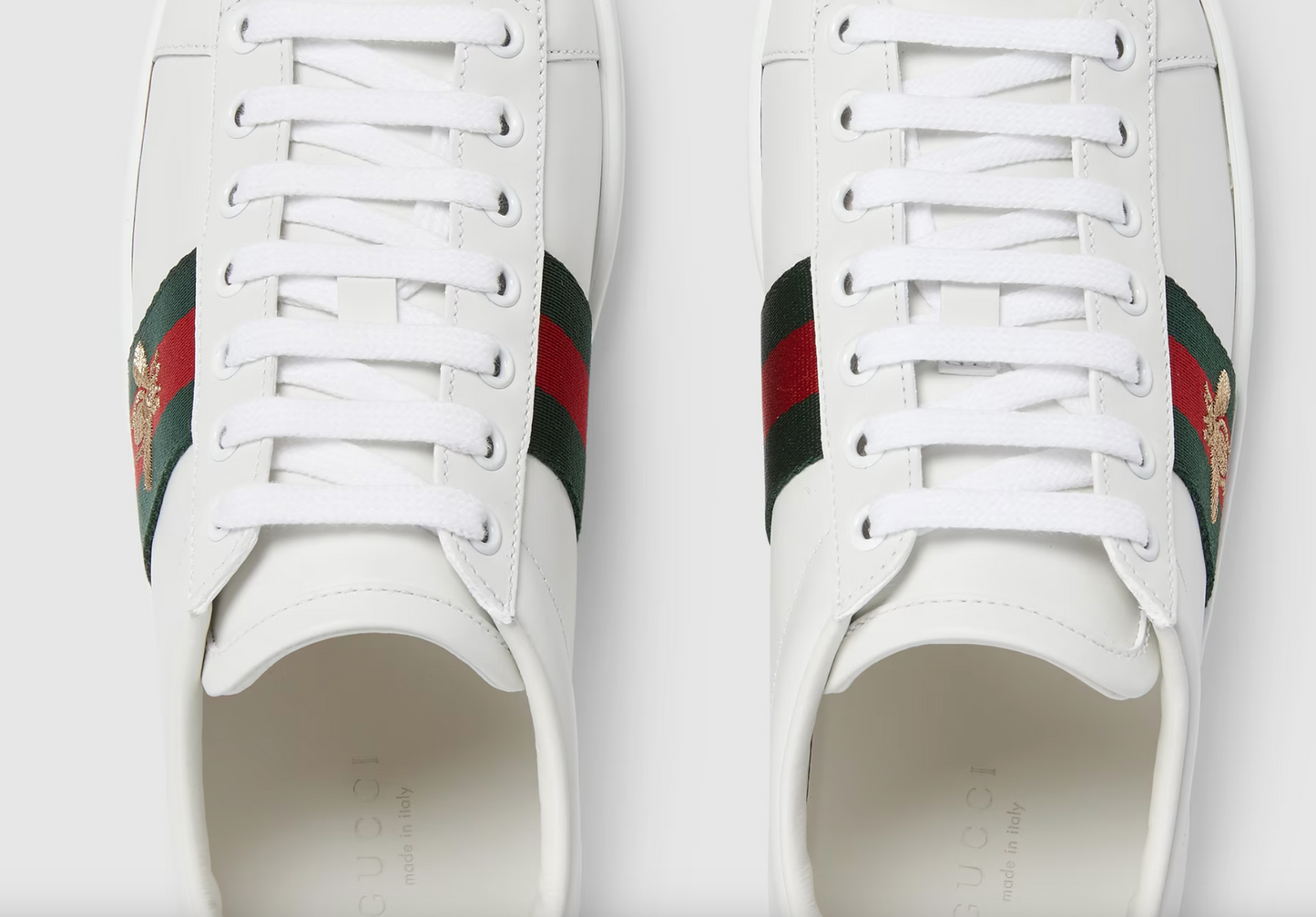 Gucci Ace Low Top Sneaker with Bee Logo and Gucci Stripe