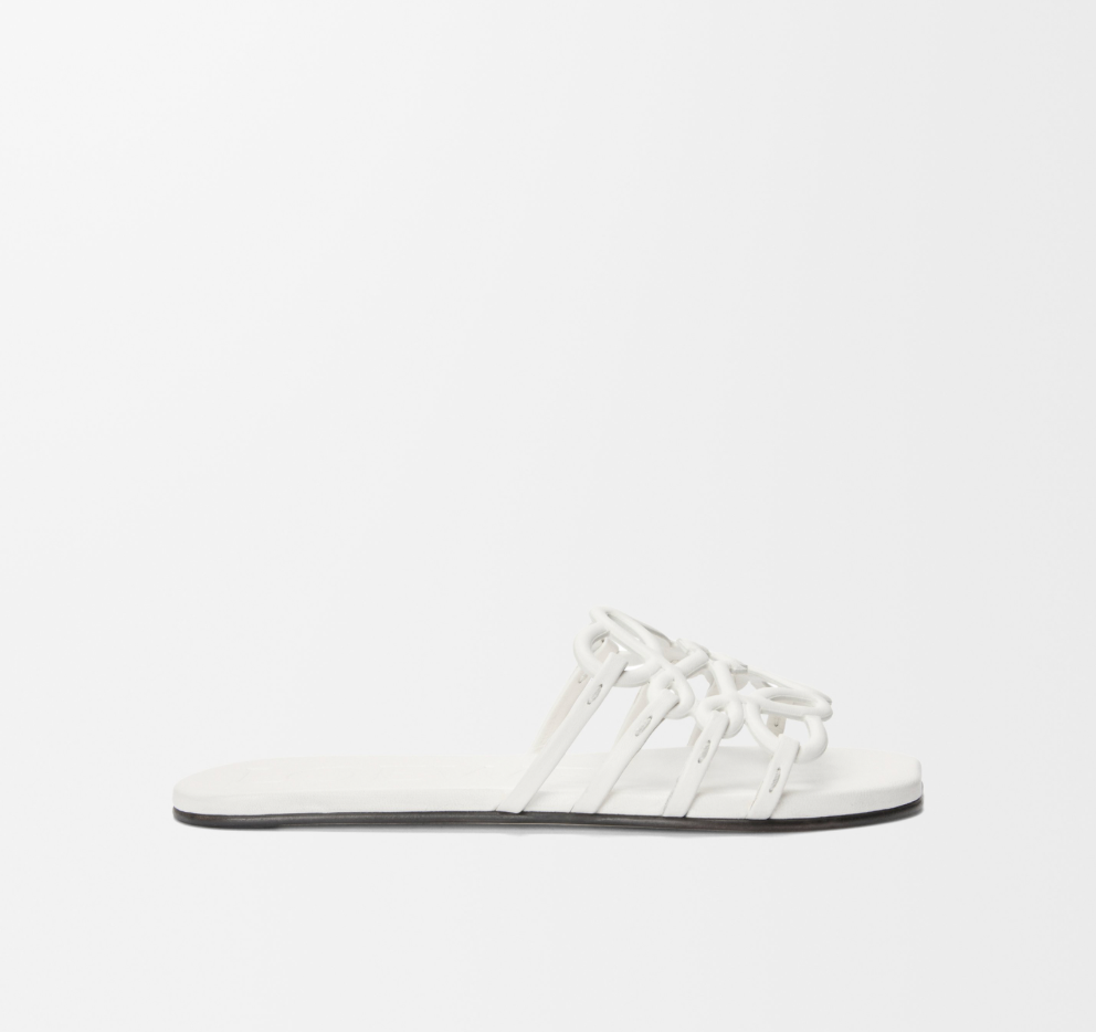 Loewe Petal Anagram Slide in White Calfskin Leather