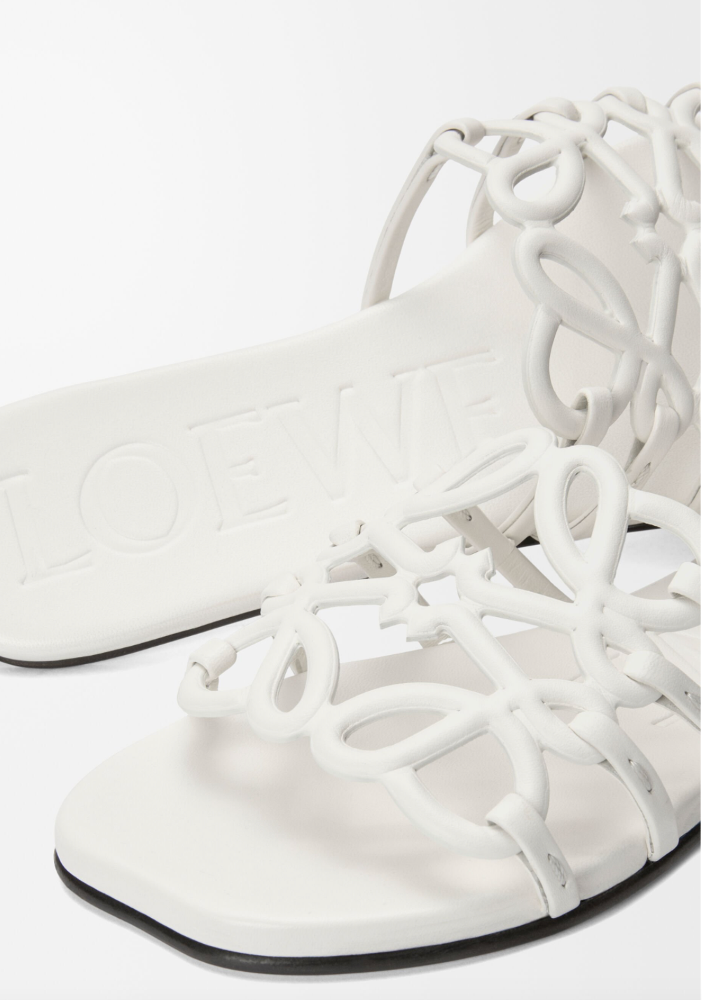 Loewe Petal Anagram Slide in White Calfskin Leather