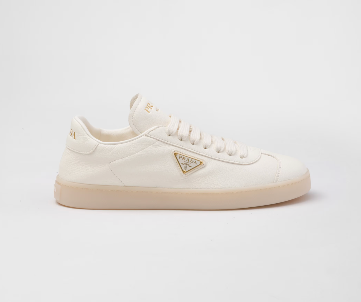 Prada Ivory Leather Low Top Sneakers