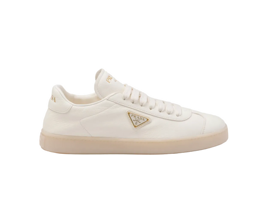Prada Ivory Leather Low Top Sneakers