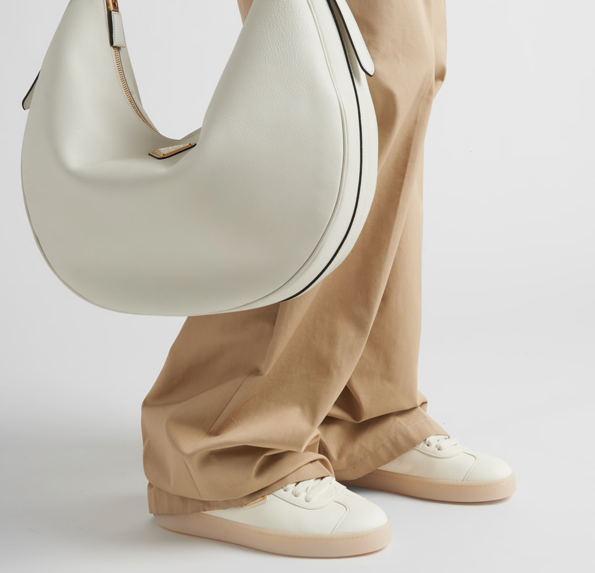 Prada Ivory Leather Low Top Sneakers