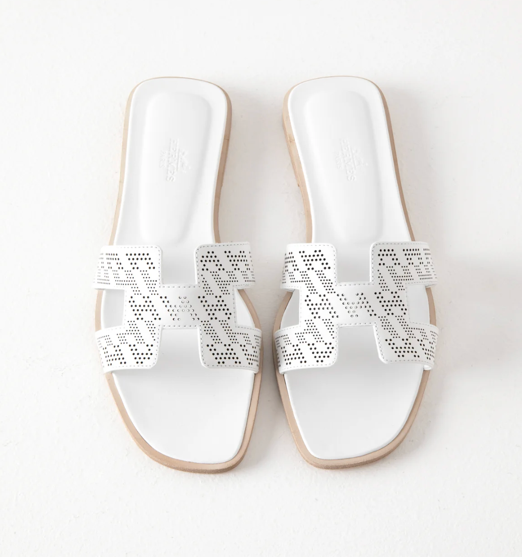Oran Sandal in Perforated White