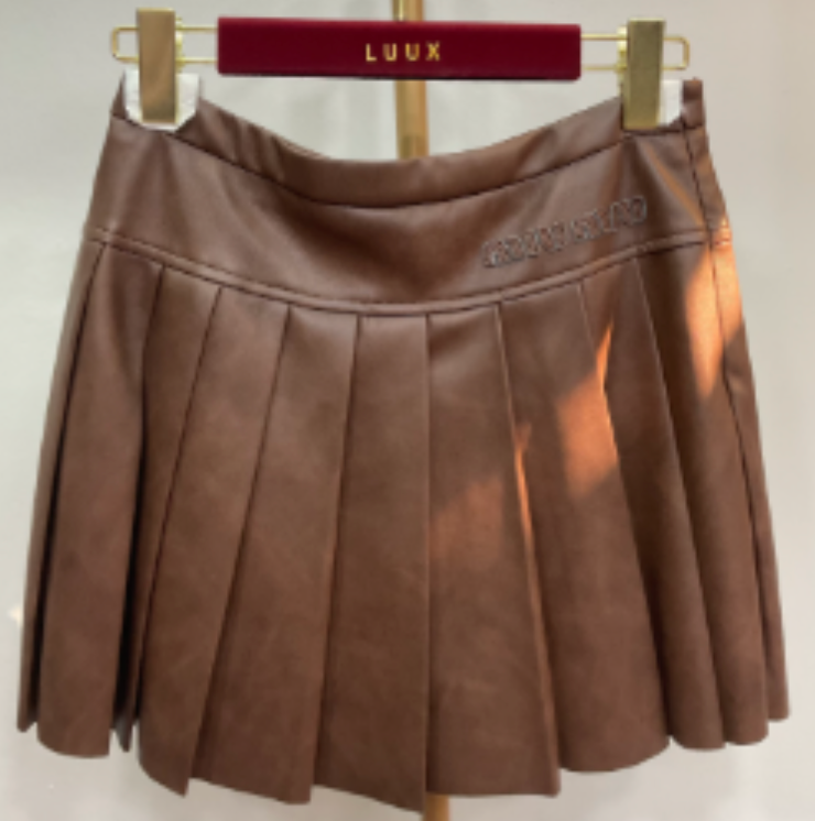 Miu Miu leather pleated mini skirt
