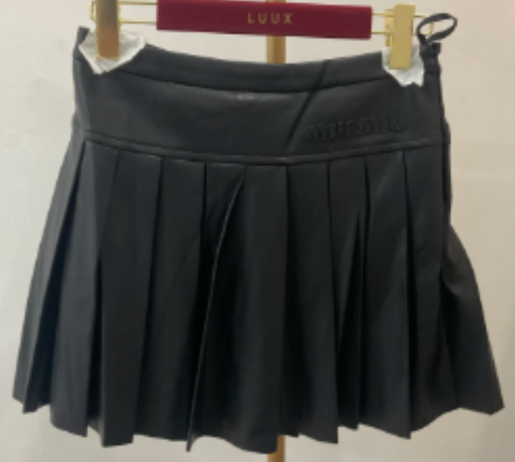 Miu Miu leather pleated mini skirt
