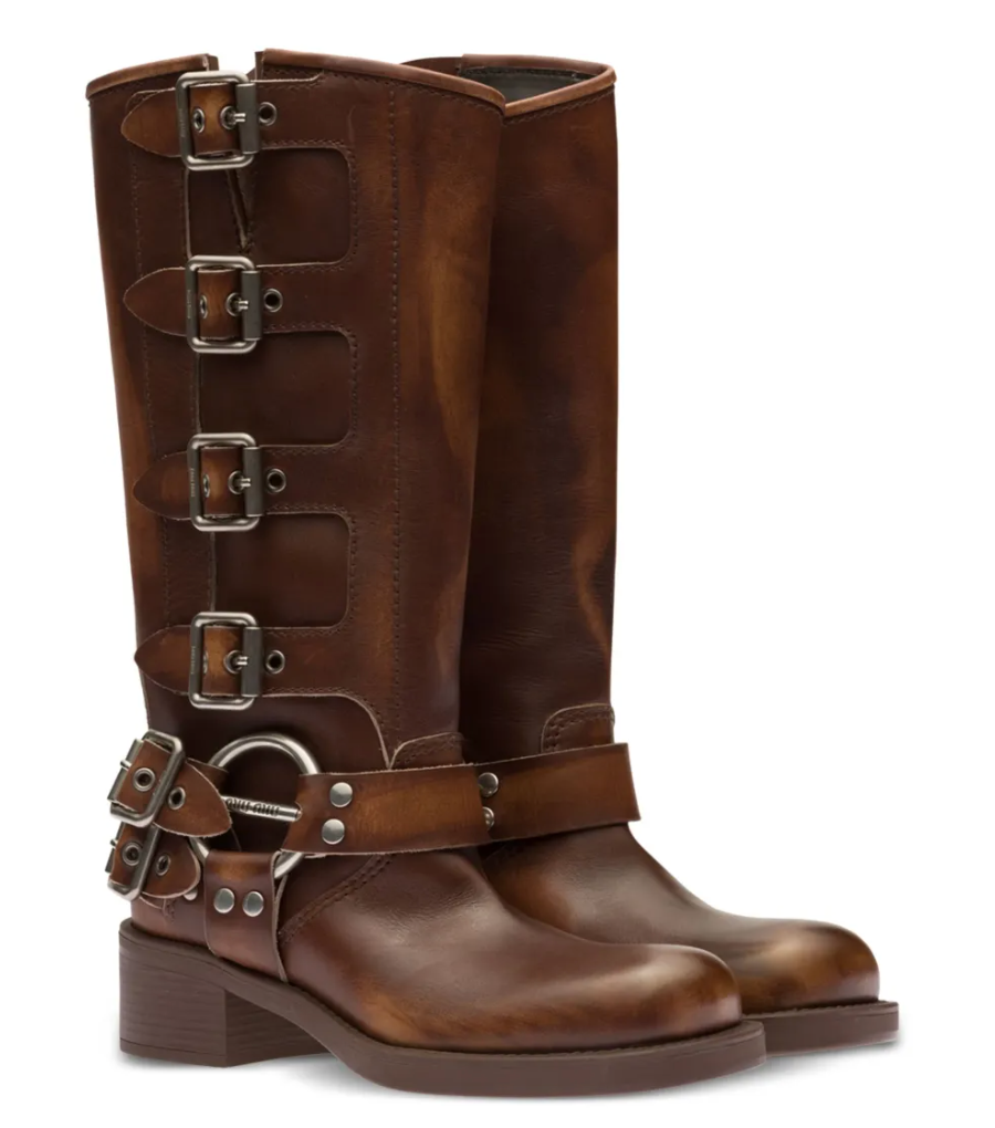Miu Miu Buckle-detail Leather Boots.