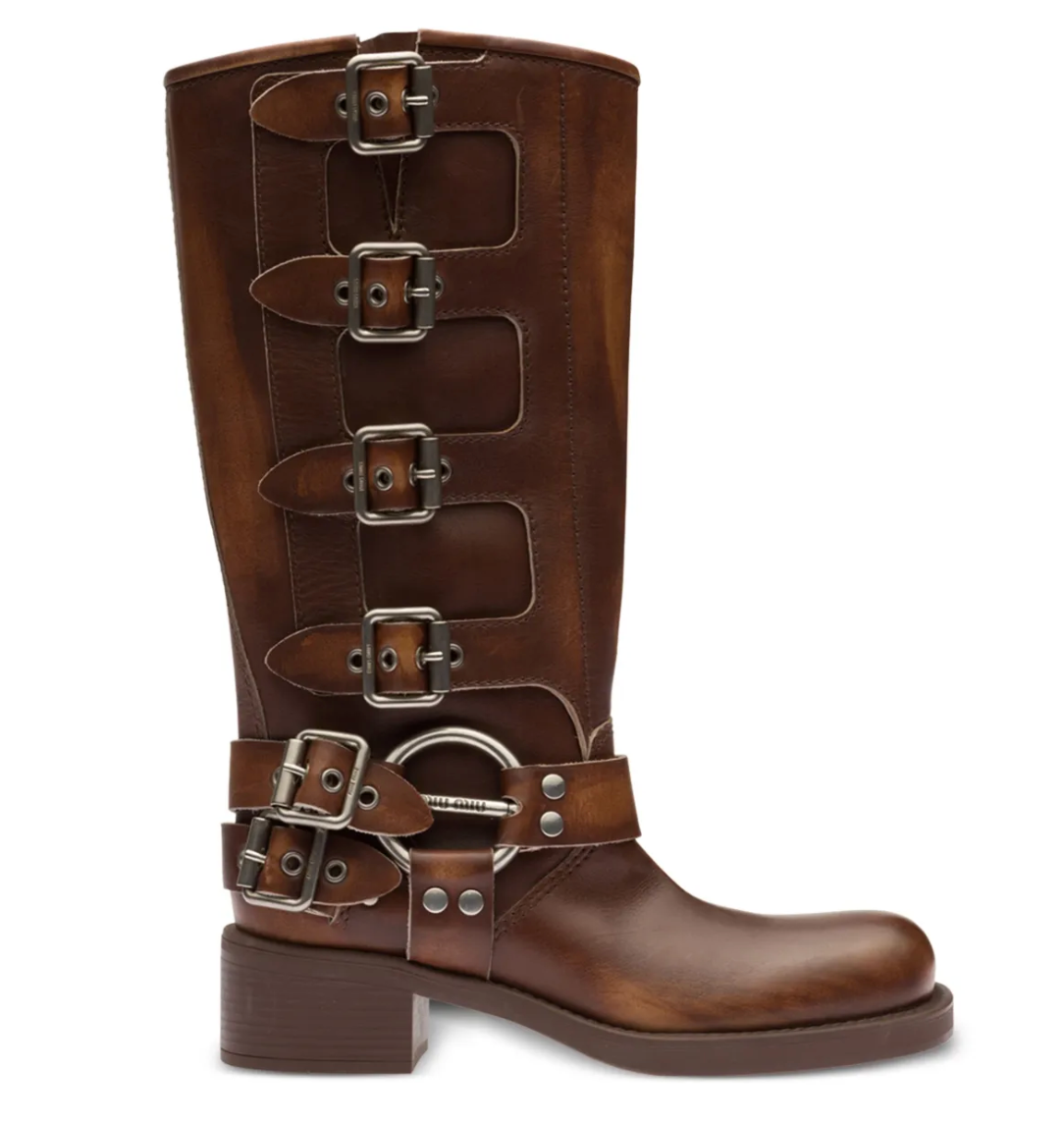 Miu Miu Buckle-detail Leather Boots.