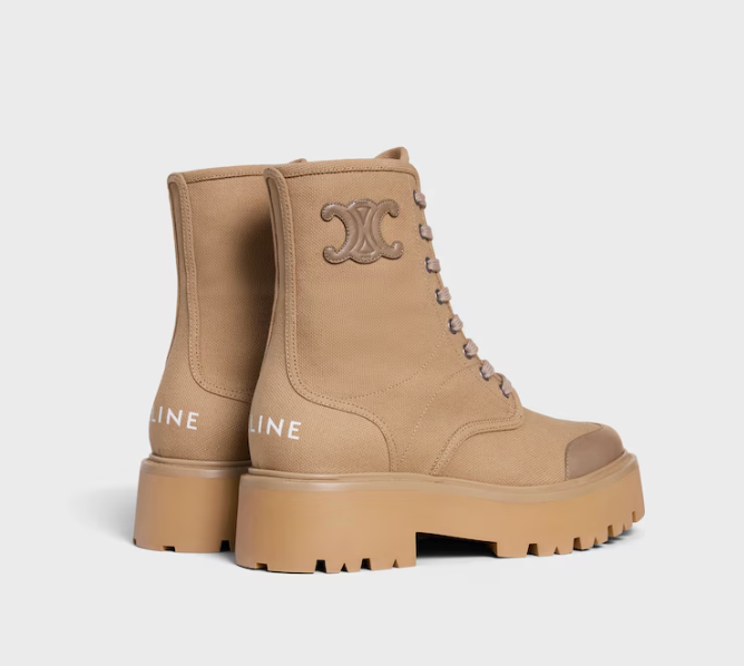 CELINE Bulky Lace-Up Boots in canvas
