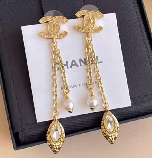 Chanel CC Mark Chain Swing Earrings