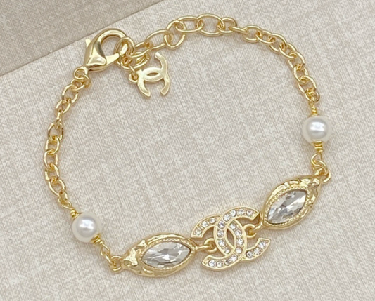 Chanel CC Pearl and Crystal Bracelet