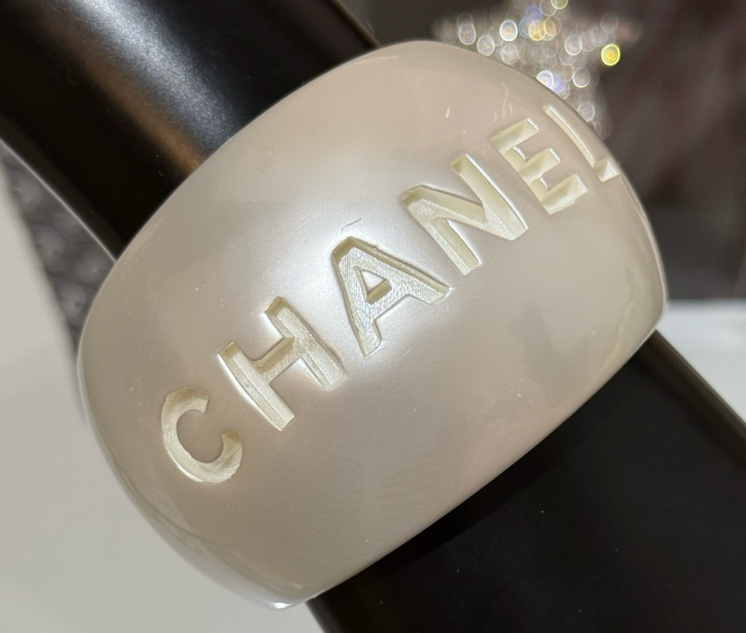 Chanel wide acrylic cuff bracelet
