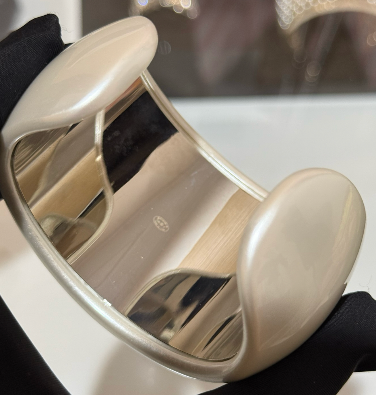 Chanel wide acrylic cuff bracelet