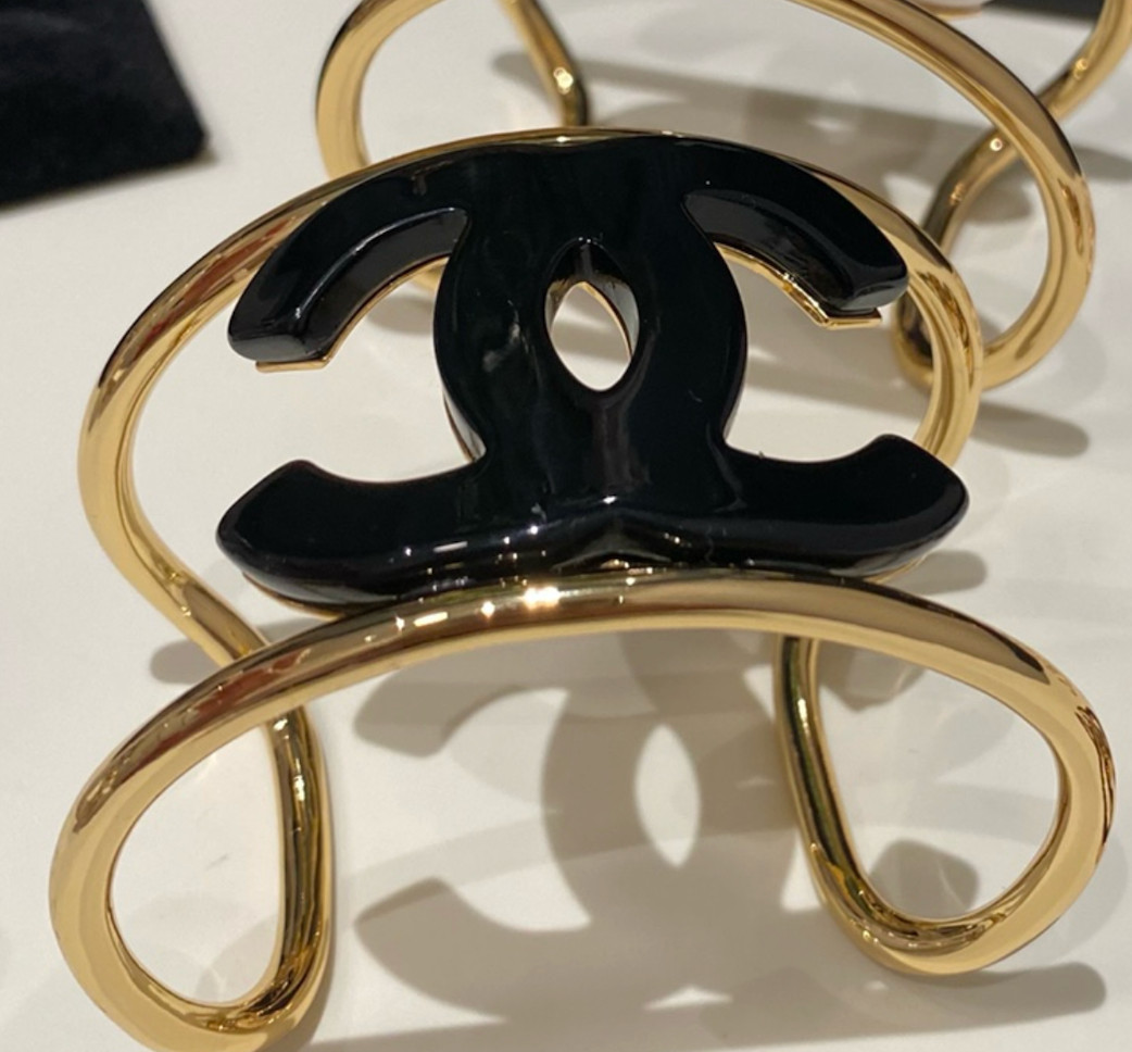 Chanel CC logo open cuff bangles