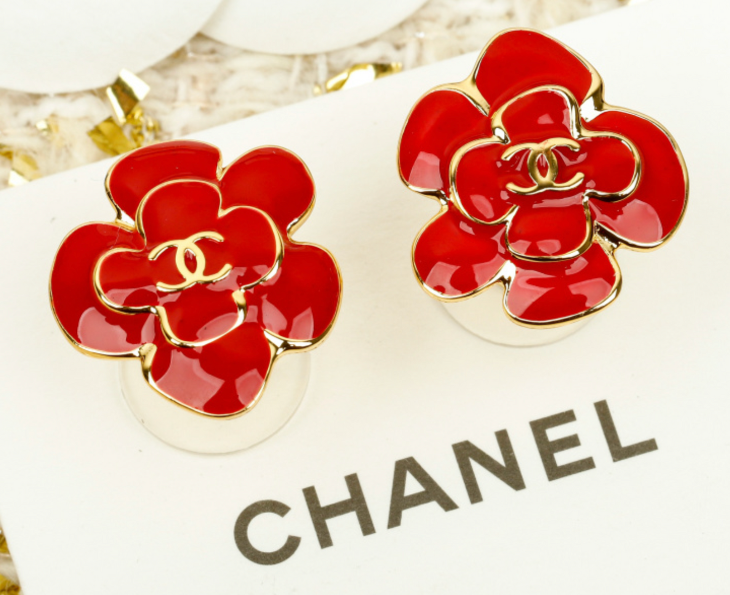 Chanel Camellia stud earrings