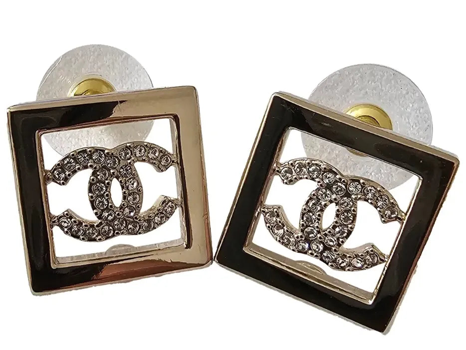 Chanel CC Square Stud Earrings