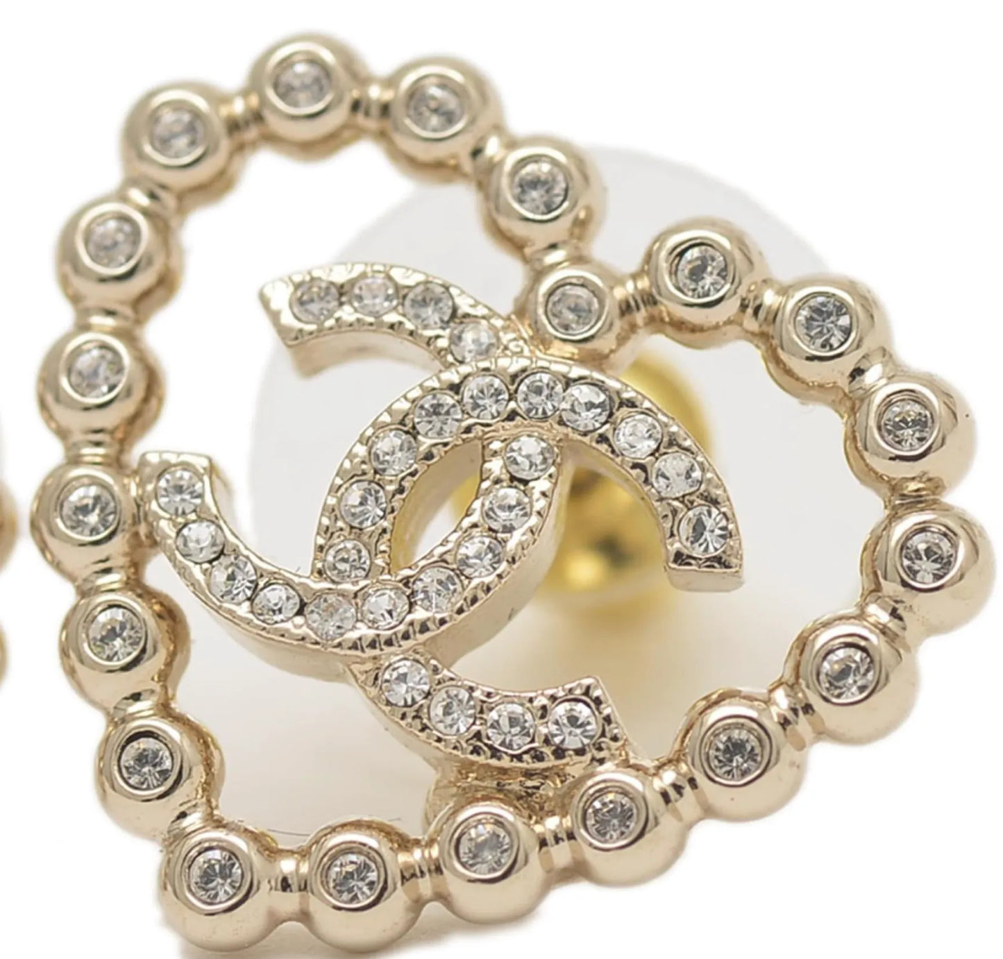 Chanel Coco Mark Heart Rhinestone Stud Earrings