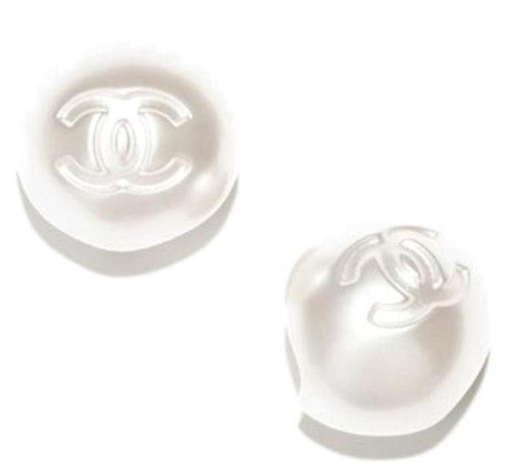 Chanel CC Pearl Stud Earrings