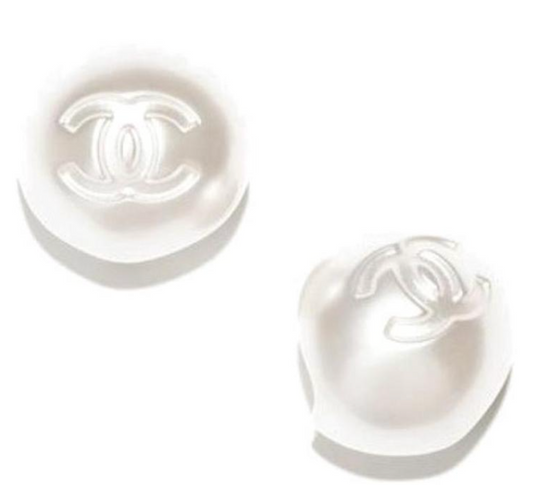 Chanel CC Pearl Stud Earrings