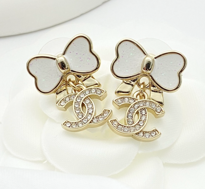 Chanel 25P CC Logo Ribbon Earrings