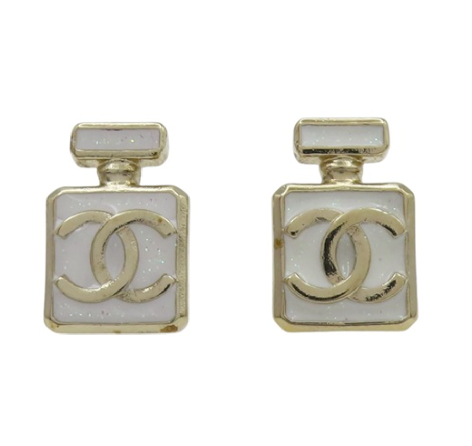 Chanel perfume bottle stud earrings