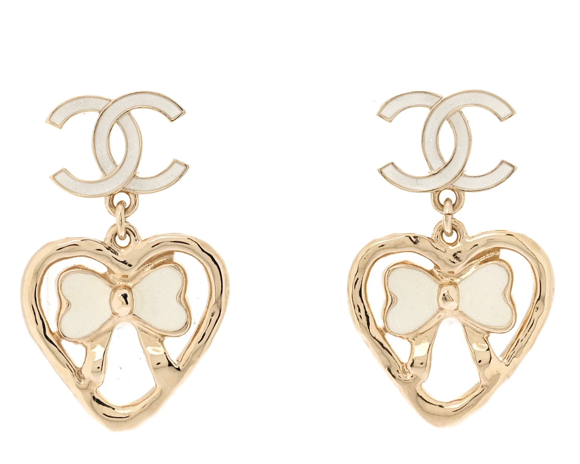 Chanel CC Heart Drop Earrings