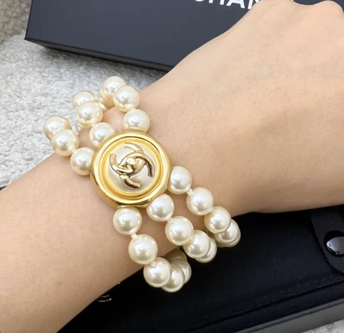 Chanel 24A Triple Row Pearl Bracelet