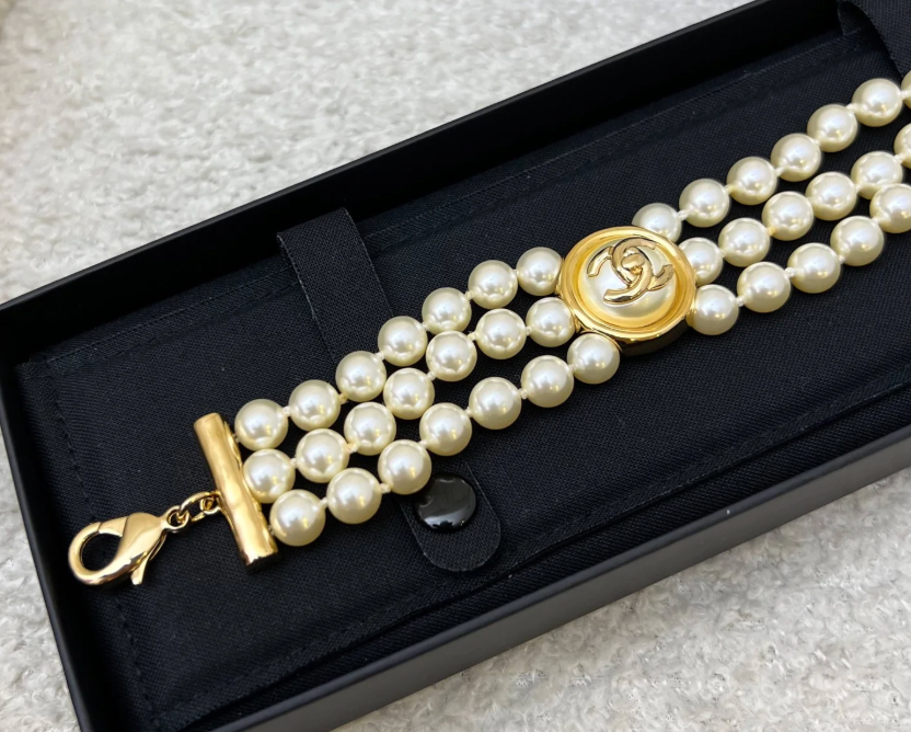 Chanel 24A Triple Row Pearl Bracelet